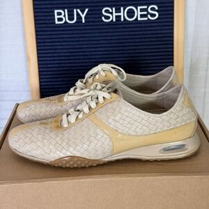Cole Haan Air Bria Women Size 7.5 AA Oxford Shoes Woven Patented Leather Tan GUC